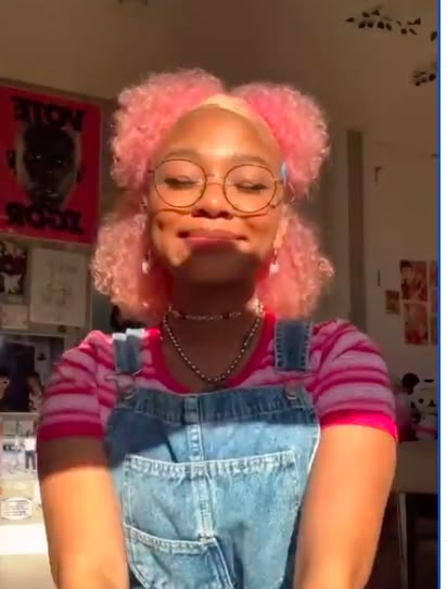 Pink Afro Aesthetic, Pink Coily Hair, Pastel Hair Black Women, Natural Dyed Hair Black Women, Pastel Curly Hair, Pastel Afro, Pink 4c Hair, Pink Afro Hair, Prism Hair Color