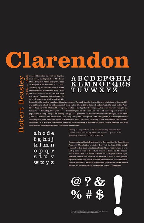 Clarendon Type Poster on Behance Typeface Booklet, Clarendon Font, Anatomy Of Typography, Type Anatomy, Typeface Poster, Typo Poster, Type Poster, Type Specimen, Poster Fonts