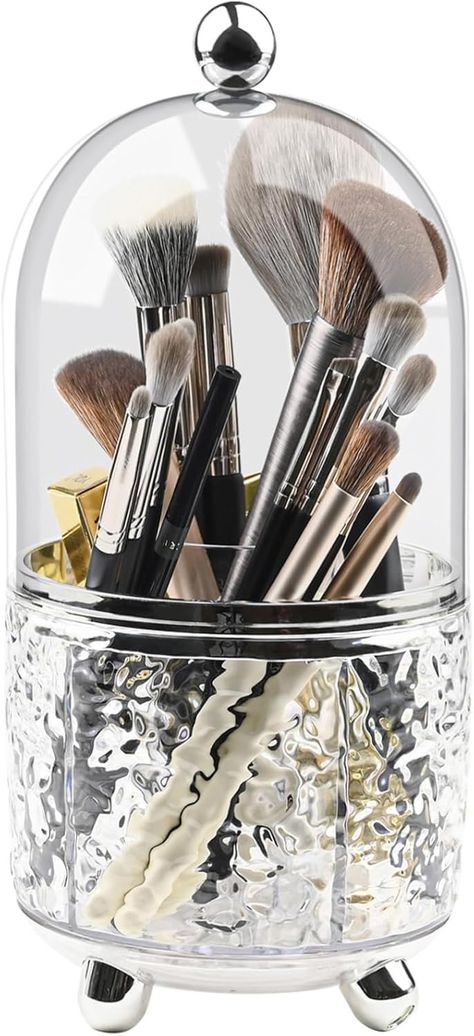 Amazon.com: Makeup Brush Holder with Lid Cosmetic Tools Organizer 360 Rotating Make up Brushes Storage for Vanity, Waterproof & Dustproof (Clear) : Beauty & Personal Care Makeup Brush Holder Ideas, Tools Organizer, Makeup Brush Holder, Make Up Brushes, Makeup Brush Holders, Cosmetic Organizer, Brush Holder, Tool Organization, Makeup Brush