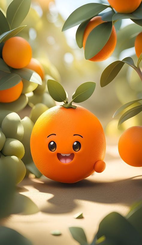 orange, fruit, fruits, art, 3d, digital art, generative art, generative ai, illustration, cute Happy Fruit Cartoon, Mango Wallpaper, Best Friends Day Quotes, Friends Day Quotes, Winnie The Pooh Gif, 3d Digital Art, Fruits Art, Fruit World, Funny Lock Screen Wallpaper