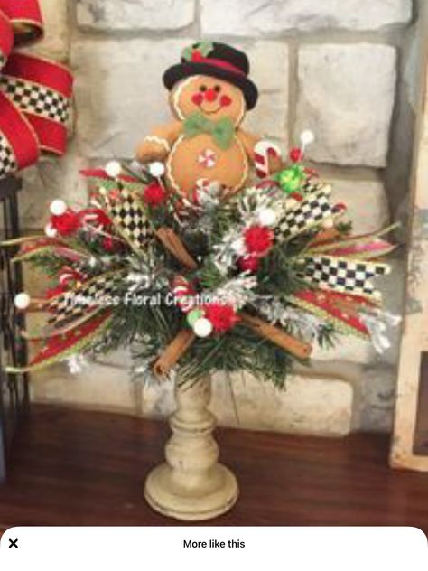 Christmas Candlesticks, Christmas Centers, Floral Boutique, Gingerbread Christmas Decor, Gingerbread Decorations, Christmas Floral Arrangements, Christmas Centerpieces Diy, Country Christmas Decorations, A Beautiful Life