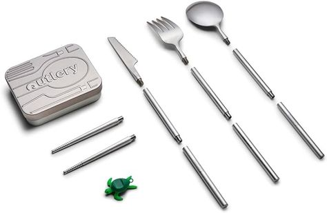 Amazon.com: Outlery | Portable & Reusable Stainless Steel Travel Cutlery Set and Reusable Chopsticks (Raw Silver) Pocket Sized Cutlery Set : Sports & Outdoors Travel Cutlery, Camping Cutlery, Travel Utensils, Every Day Carry, Camping Accessories, Friendly Design, Reduce Waste, The Fly, Cutlery Set