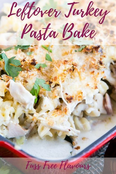 This easy recipe for a family friendly ham, mushroom & turkey pasta bake is perfect for using up Christmas or Thanksgiving leftover turkey. Make it a few days after the holiday to keep your family full!  |Turkey Pasta Bake| How to Use Leftovers| Thanksgiving| Christmas Food| #leftovers #turkey #christmasleftovers Ham And Mushroom Pasta, Turkey Pasta Bake, Mushroom Pasta Bake, Turkey Pasta, Pasta With Meat Sauce, Thanksgiving Leftover, Thanksgiving Leftover Recipes, Baked Recipes, Thanksgiving Turkey Leftovers