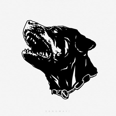 Rottweiler Drawing Tattoo, Rottweiler Traditional Tattoo, Rottweiler Tattoo Design, Dog Growling Drawing, Dog Barking Tattoo, Rottweiler Tattoo For Women, Angry Dog Tattoo, Rottweiler Tattoo Ideas, Rottweiler Tattoo