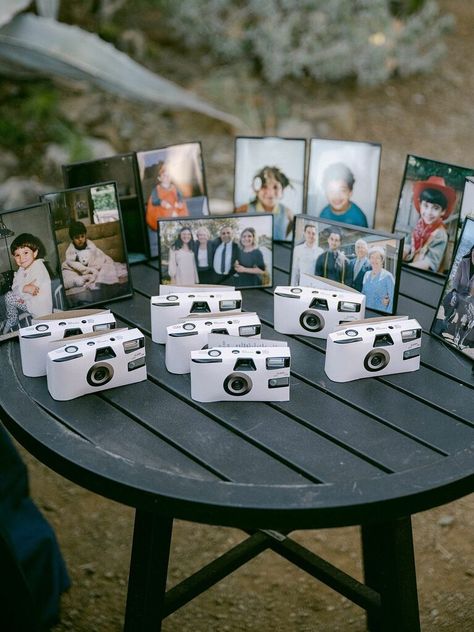 Disposable Cameras For Wedding Guests, Disposable Cameras For Wedding, Wedding Cameras For Guests, Disposable Cameras Wedding, Wedding Disposable Camera Ideas, Photo Display Table, Wedding Photo Trends, Wedding Entry Table, Vision Photos