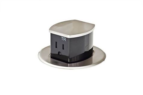 Low-profile, pop-up power receptacles Electrical Outlets In Kitchen, Outlet Placement, Pop Up Outlets, Kitchen Pop, Custom Backsplash, Minnesota Home, Kitchen Counter Top, Power Pop, Kitchen Installation