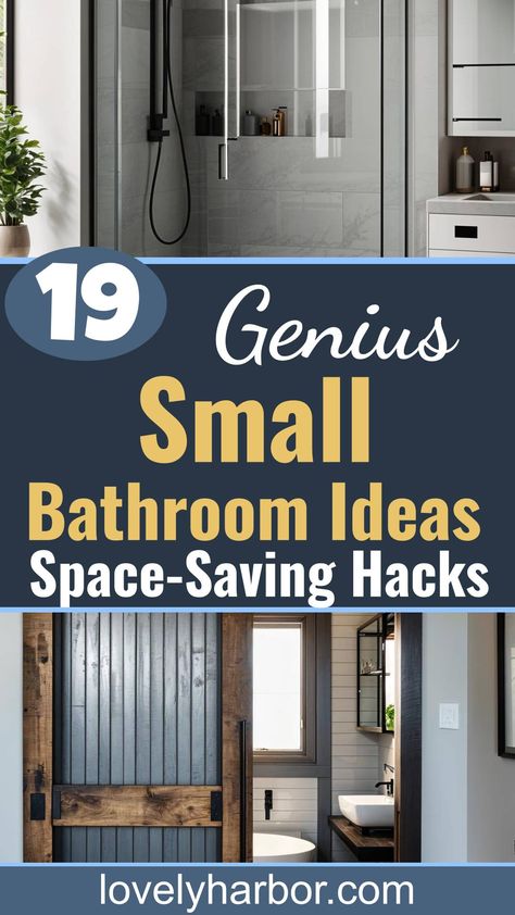 19 Genius Small Bathroom Ideas: Space-Saving Hacks Teeny Tiny Bathroom Ideas, Shelves In Small Bathroom, Storage Ideas For Small Bathrooms, Small Bathroom Storage Solutions, Clever Bathroom Storage, Small Bathroom Cabinets, Very Small Bathroom, Space Saving Hacks, Bathroom Shelf Decor