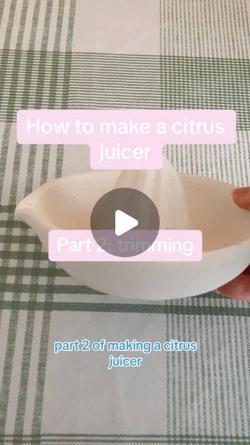 cleo on Instagram: "How to make a lemon squeezer / citrus juicer part 2!! Trimming 🍊🍋  #pottery #potteryvideos #lemonsqueezer #citrusjuicer #trimming #potterywheel #trimmingpottery #ceramics" Pottery Lemon Squeezer, Lemon Ceramics, Pottery Lemon Juicer, Lemon Juicer Pottery, Pottery Citrus Juicer, Lemon Squeezer Ceramic, Ceramic Orange Juicer, Ceramic Lemon Juicer, Lemon Juicer