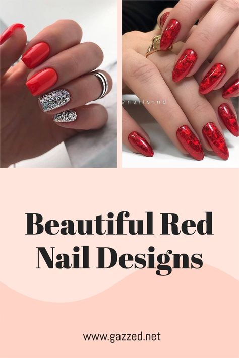 red nails with silver and glitter Red Nails For New Years, Red Chrome And Glitter Nails, Red Dipped Nails Ideas, Red Silver Nail Designs, Silver And Red Nail Designs, Red Dip Nail Ideas, Red Nails With Glitter Accent, Red And Grey Nails, Red Nails With Silver Glitter