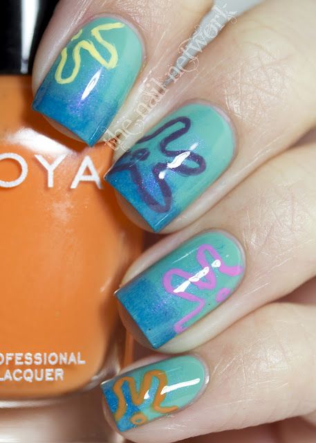 Spongebob Nails, Underwater Background, Sky Nails, I Love Nails, Manicure Y Pedicure, Nail Inspiration, Best Acrylic Nails, Cool Nail Art, Spongebob Squarepants