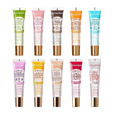 Amazon.com: Ruby Kisses Broadway Lip Gloss Vita-Lip Clear Lip Gloss, Moisturizing, Soothing, Super Glossy with Vitamin Oil (10PCS SET) : Beauty & Personal Care Broadway Lip Gloss, Lip Gloss Homemade, Clear Lip Gloss, Lip Gloss Set, Aesthetic Stickers, Lip Balm, Lip Gloss, Beauty And Personal Care, Broadway