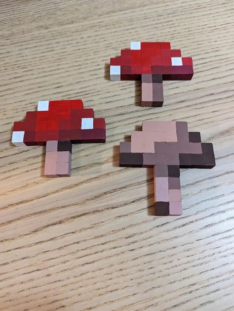 Wooden Block Minecraft Wall Art, Set of 3 Hand Painted Mushrooms - Etsy Australia Minecraft Mushroom Wooden Blocks, Axolotl Minecraft Block Art, Minecraft Blocks Diy, Mooshroom Art Minecraft, Minecraft Wall Mural, Minecraft Block Craft, Minecraft Mushroom Pixel Art, Wooden Block Minecraft, Minecraft Wooden Block Crafts