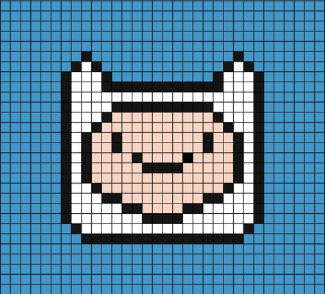 A pixel art template of Finn the human's face from Adventure Time, the cartoon program or show. Bmo Crochet, Adventure Time Crochet Pattern, Face Pixel Art, Adventure Time Crochet, Beginner Friendly Crochet, Crochet Amigurumi Patterns, Toy Gifts, Crochet Doll Pattern, Adventure Time