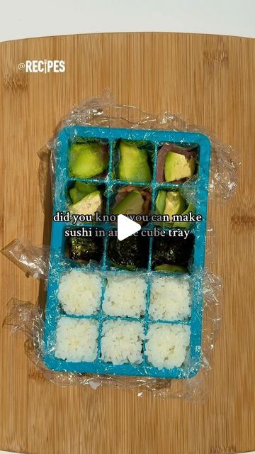 Recipes on Instagram: "This trick for perfect rolls of sushi is a game changer!🍣🧊 Grab an ice cube tray for your next sushi-making dinner night and watch your sushi layer to perfection!😍🙌 Would you try this?✨ #sushi #sushimaking #hack #sushiicecubetray #sushihack #icecube #tray #icecubetray #fun #easy #host #idea #inspo #cool #trick #recipe #easyrecipe #fyp" Sushi In Ice Cube Tray, Ice Cube Tray Sushi, Layered Sushi, Crab Sushi, Spicy Crab, Sushi Making, Making Dinner, Dinner Night, How To Make Sushi