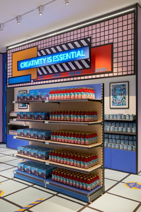 Camille Walala, Supermarket Food, Gin Brands, Creative Room, Bombay Sapphire, Supermarket Design, High Street Shops, Museum Shop, London Design