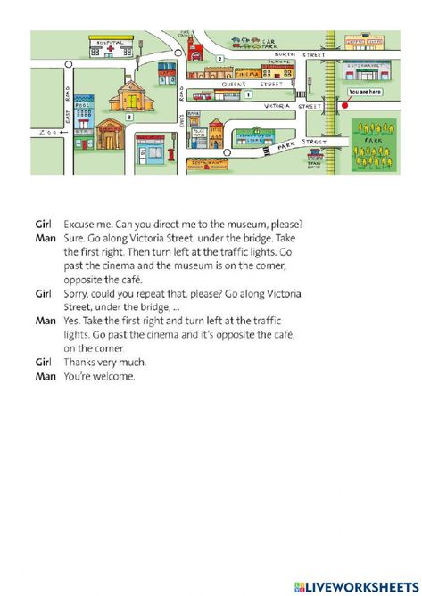 Asking And Giving Directions Worksheet, Asking For Directions, Speaking Cards, English Notes, Trip To Scotland, Give Directions, English Lessons For Kids, English As A Second Language (esl), English Activities