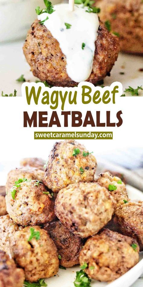 Wagyu Meatballs, Wagyu Recipes, Wagyu Beef Recipe, Japanese Seasoning, Ground Beef Meatballs, Beef Tip Recipes, Tender Meatballs, Beef Meatloaf, Beef Ground