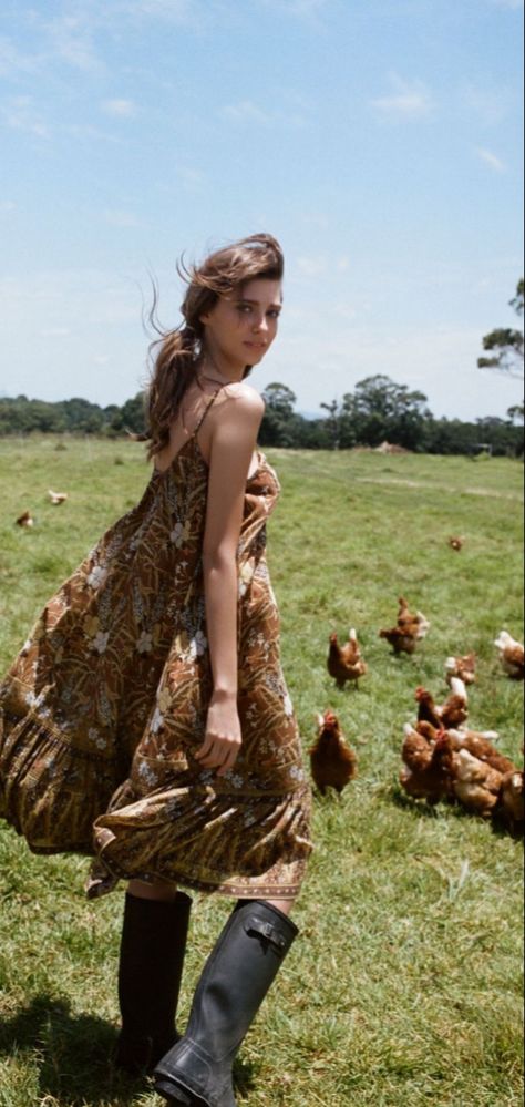 Farm Editorial, Sunset Soiree, Peasant Crop Top, Farm Fashion, Maxi Skirt Crop Top, Farm Dress, Oversized Hat, Farm Clothes, Tan Belt