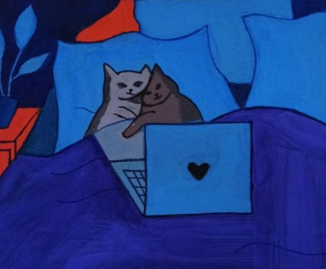 Art Amour, Two Cats, Wow Art, الرسومات اللطيفة, 귀여운 동물, Artsy Fartsy, Cat Art, Art Inspo, Cute Cats