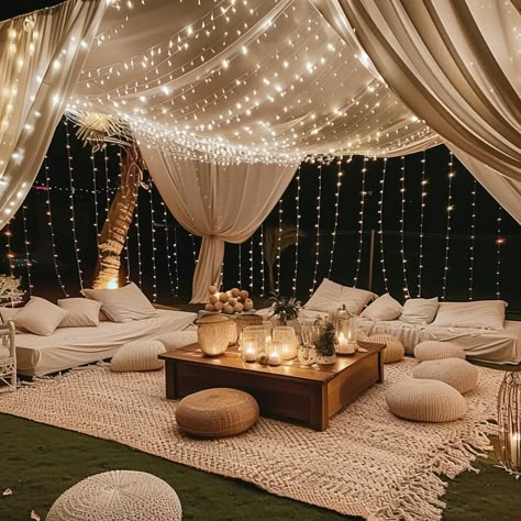 Home Decor: #homedecor, #interiordesign, #homedesign, #decor inspiration Terrace Decoration Ideas For Wedding, Sweet 16 Camping Party, Terrace Decoration Ideas For Party Night, House Party Seating Ideas Indoor, Outdoor Lounge Party, Terrace Party Ideas, Living Room Party Setup, Terrace Party Decoration, Outdoor Party Setup