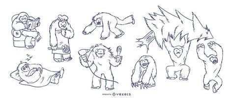 Yeti Tattoo, Yeti Drawing, Yeti Art, Ice Skate Drawing, Ski Drawing, Funny Situations, 2nd Grade Art, Spooky Designs, Drawing Set