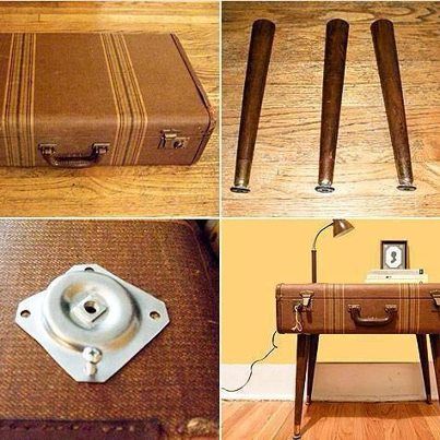 End table Worst Baby Names, Suitcase Furniture, Small Backyard Garden Design, Suitcase Table, Suitcase Decor, Backyard Garden Layout, Diy Projektit, Old Suitcases, Vintage Suitcases