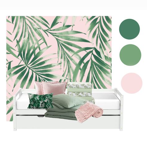 Tropical Glam Bedroom, Girls Bunk Bed Bedroom Ideas, Tropical Girls Bedroom, Tropical Bedroom Ideas Caribbean, Pink Tropical Bedroom, Tropical Boho Bedroom, Girls Jungle Bedroom, Bunk Bed Bedroom Ideas, Tropical Bedroom Ideas