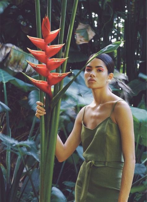 Tropical Fashion Editorial, Puerto Rico Living, Brazil Photoshoot, Sunset Editorial, Jungle Shoot, Gardens Photoshoot, Flower Waterfall, Beach Resort Outfits, Garden Moodboard