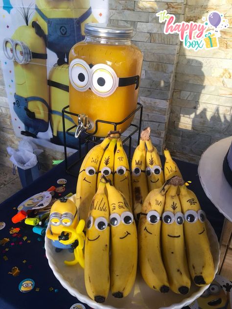 Despicable Me First Birthday Party, Minion Birthday Food Ideas, Despicable 3 Party Ideas, One In A Minion Birthday Party, 2 In A Minion, Minion Party Food Ideas, 1st Birthday Minion Theme, Despicable Me 2nd Birthday Party, Girly Minion Birthday Party