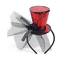 Queen Of Hearts Top Hat, Circus Costumes Women, Small Top Hat, Red Top Hat, Top Hat Headband, Tiny Top Hat, Lady Danbury, Top Hat Costume, Circus Ringmaster