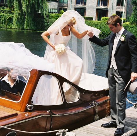 Wedding Couple - Boat Wedding Getaway Boat, Just Married Boat Decorations, Boat Getaway Wedding, Wooden Boat Wedding, Boathouse Wedding Decor, Wooden Boat Wedding Photos, Boat Send Off Wedding, Boat Reception Wedding, Wedding Boat Party