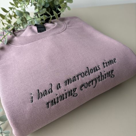 Calling all Swifties 🪩👯‍♀️ The Taylor Swift collection is now live!!! ❤️ hope you all love it 🫶🏼 I can definitely see me adding more to this collection at some point!! 🤣💅🏼 #embroidery #smallbusiness I Had A Marvelous Time, Taylor Swift Collection, Taylor Swift Merchandise, Embroidery Crewneck, Kpop Diy, Slogan Sweatshirt, Clothing Business, Blue Chocolate, Favourite Colour