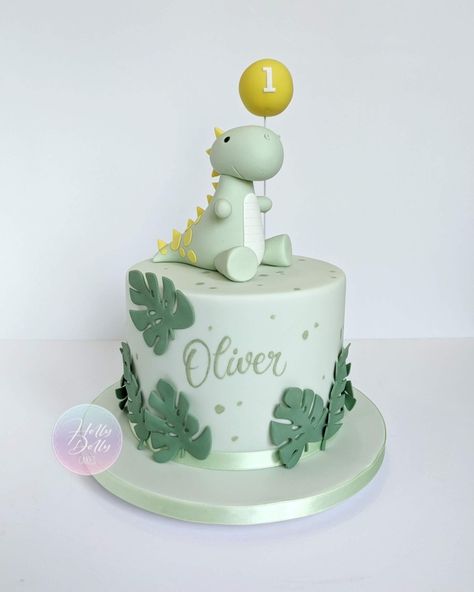 Holly Dolly Cakes, Dino Cake 1st Birthday, First Birthday Cake Dinosaur, Dinosaur Cake First Birthday, Baby 1st Birthday Cake Boy, Birthday Cake Dinosaur Boys, Dino 1st Birthday Cake, Hatching Soon Cake, 1st Birthday Cake Dinosaur