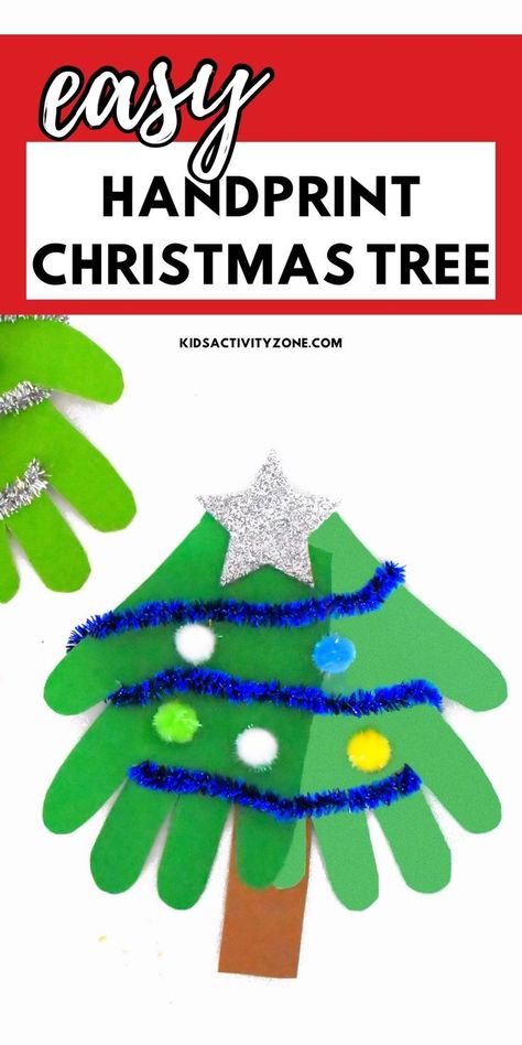 The kids will love making this cute homemade Handprint Christmas Tree Craft. Simply trace out the child's handprints, form them into a tree and decorate. Handprint Christmas Tree, Christmas Handprint Crafts, Boredom Busters For Kids, Christmas Tree Craft, Handprint Christmas, Popsicle Crafts, Homemade Christmas Decorations, Tree Craft, Holiday Crafts For Kids