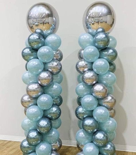 Ballon Column, Column Ideas, Balloon Pillars, Balloon Bouquet Diy, Blue Party Decorations, Sweet Sixteen Birthday Party Ideas, Balloon Tower, Balloon Display, Diy Balloon Decorations