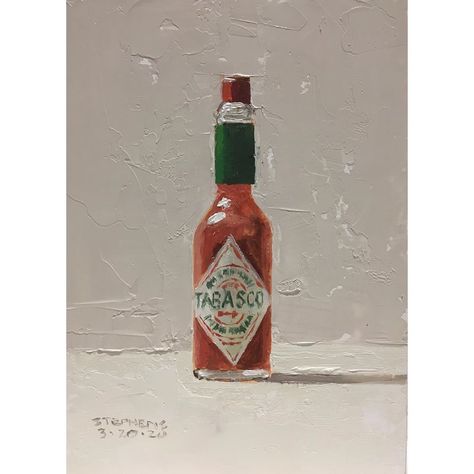 Craig Stephens on Instagram: “Tabasco, 5”x7”. Oil on hardboard. I hope everyone has everything they need to stay safe and entertained during these interesting times!…” Craig Stephens, Stay Safe, Bottles Decoration, I Hope, Fine Art, On Instagram, Instagram, Art