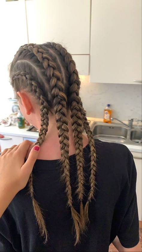 Four Braids Hairstyles, Four Braids, 4 Braids Hairstyle, Fun Braids, Twisted Braids, Haircut Selfie, Getting Ready In The Morning, Photo Hijab, 4 Braids