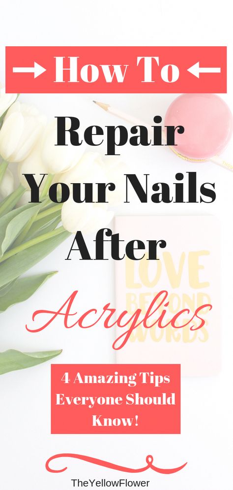 Damaging your nails can be very easy and sometimes we don't even realise that they are damaged.Here are 5 Amazing Ways To Repair Your Nails After Acrylics. Nail Recovery After Gel, Strengthen Nails After Acrylics, Nail Recovery After Acrylics, How To Strengthen Nails After Acrylics, Nail Care After Acrylics, Damaged Nails After Acrylics, Nail Strengthener Diy, Strengthening Nails, Nails After Acrylics