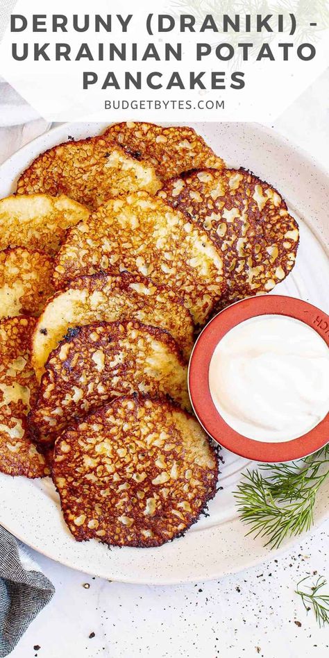 Gluten Free Ukrainian Recipes, Grated Potato Pancakes, Simply Potatoes, Potatoe Pancake Recipe, Roasted Potato, Raw Potato, Budget Bytes, Grated Potato, Polish Food