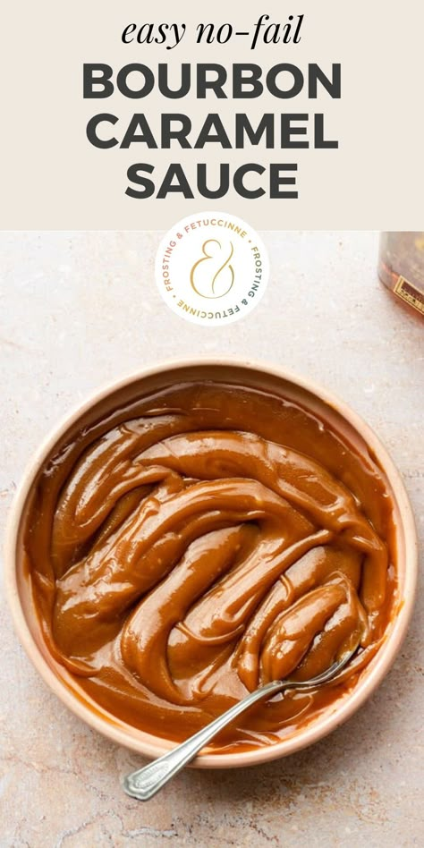 This homemade caramel sauce recipe is super easy to make. All you need are a few simple ingredients that you probably already have in your house, plus bourbon! Drizzle this spiked bourbon caramel on ice cream, any desserts, or your morning coffee! Bourbon Caramel Sauce, Bourbon Caramel, Caramel Dessert, Caramel Sauce Recipe, Bourbon Caramels, Bourbon Recipes, Sweet Sauces, Caramel Recipes Sauce, Homemade Caramel Sauce