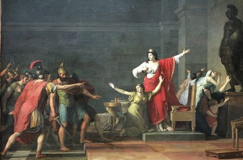 Olympias: Cassandre et Olympia (Cassander and Olympias). Painting by Jean Joseph Taillasson (1745-1809). Jacque Louis David, David Painting, Neoclassical Art, Jacques Louis David, History Painting, Ancient Origins, French Revolution, Alexander The Great, Oil Painting Reproductions