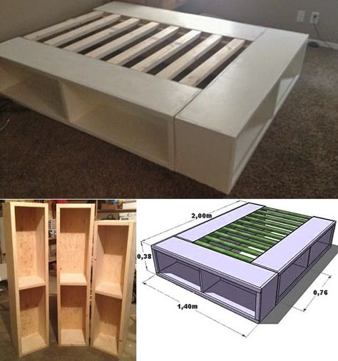 Platform Bed Diy, Diy Seng, Bedframe Diy, Bedroom Design Diy, Diy Platform Bed, Bed Platform, Diy Bed Frame, Diy Cat, Apartment Furniture