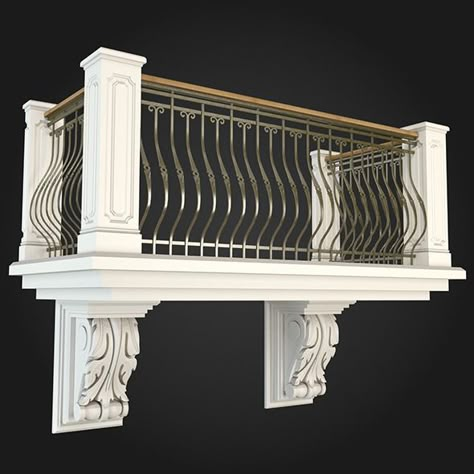 Stone Balcony, Small House Remodel, Iron Balcony Railing, درج السلم, Wrought Iron Stairs, Balcony Grill, Balcony Grill Design, Balcony Railing Design, House Balcony Design