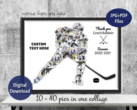 Hockey Photo Collage Sport Photo Gift Gift for Coach Player - Etsy Hockey Senior Night Ideas, Senior Night Gifts Soccer, Baseball Senior Night Gifts, Hockey Senior Night, Collage Sport, Basketball Senior Night Gifts, Volleyball Senior Night Gifts, Senior Night Basketball, Baseball Senior Night