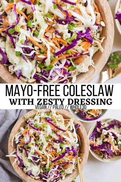 Coleslaw Healthy Clean Eating, Coleslaw Recipe Vegan, Healthy Coleslaw Recipes Clean Eating, Whole 30 Coleslaw Recipe, Paleo Coleslaw Recipe, Aip Coleslaw Recipe, Savory Coleslaw Recipe, Paleo Coleslaw Dressing, Aip Coleslaw