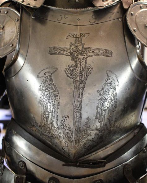 Metal Armor, Medieval Aesthetic, Joan Of Arc, Knight Armor, Medieval Armor, Dark Ages, A Cross, Medieval Fantasy, Middle Ages