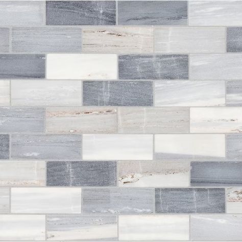 Satori Palissandro 12-in x 12-in Polished Natural Stone Marble Brick Marble Look Wall Tile (0.97-sq. ft/ Piece) in the Tile department at Lowes.com Blue Tile Backsplash Kitchen, Quartz Backsplash, Brick Material, Blue Backsplash, Marble Wall Tiles, Kitchen Backsplash Designs, Mosaic Wall Tiles, Accent Tile, Brick Patterns