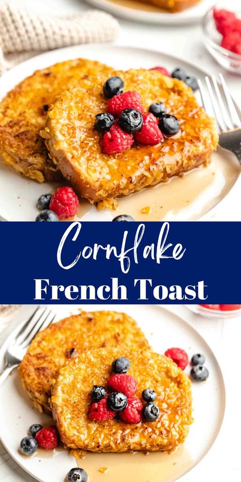 Cornflake French Toast Recipe - I Heart Eating Cornflake Crusted French Toast, Corn Flake Crusted French Toast, French Toast With Corn Flakes, Corn Flake French Toast Recipe, Corn Flake French Toast, Frosted Flakes French Toast, Cornflake French Toast, Cornflake French Toast Recipe, Breakfest Ideas