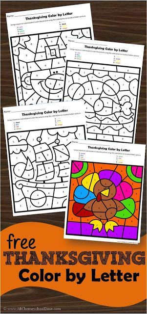 FREE Thanksgiving Color by Letter - these free printable worksheets are a fun way for preschool and kindergarten kids to practice alphabet recognition while at the same time strengthening fine motor muscles as kids color by code to reveal hidden pictures in these free thanksgiving worksheets #thanksgivingworksheets #colorbycode #colorbyletter #alphabetworksheets #freethanksgivingworksheets #preschool #kindergarten #preschoolworksheets #kindergartenworksheets #123homeschool4me Thanksgiving Color By Number, Thanksgiving Alphabet, Color By Letter, Turkey Math, Thanksgiving Kindergarten, Thanksgiving Worksheets, Color By Number Printable, Thanksgiving School, November Activities