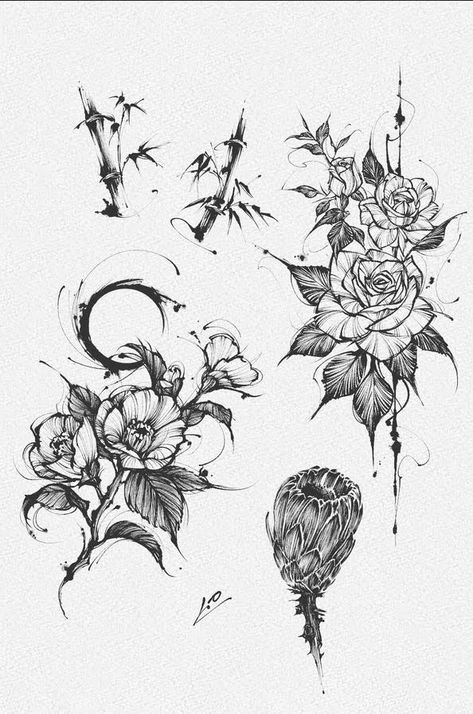 Botanical Tattoo Sleeve, Botanical Tattoo Design, Plant Sketches, Native Tattoos, Gothic Flowers, Tasteful Tattoos, Floral Tattoo Sleeve, Plant Tattoo, Gothic Tattoo